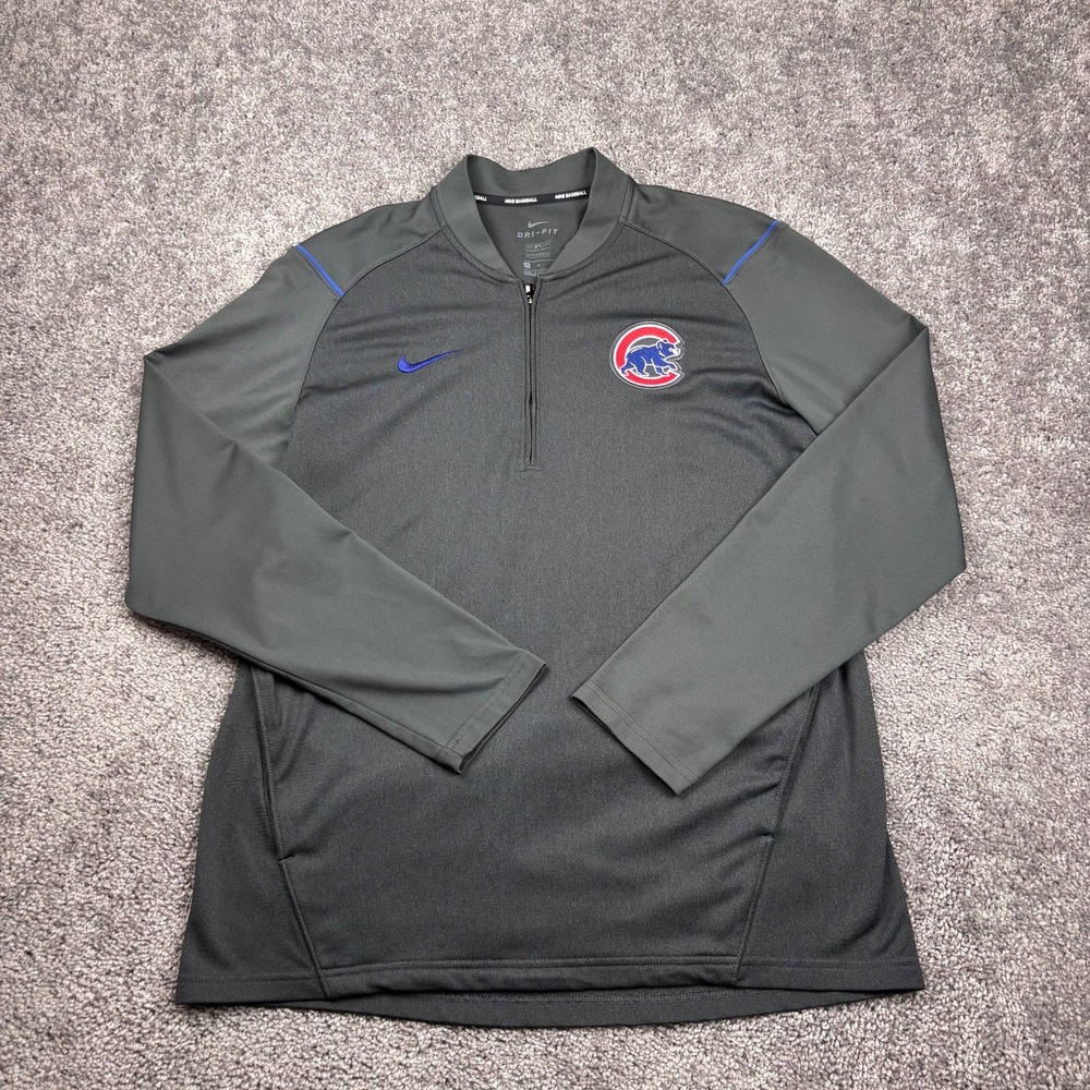 Nike MLB Chicago Cubs 1/2 Zip Training Shirt Men's M Charcoal Gray Blade Collar